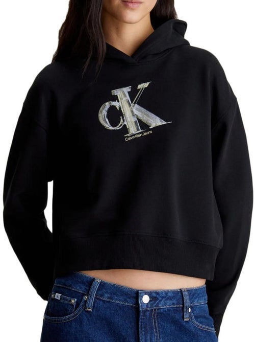 Sweat calvin klein jeans meta preto para mulher - Kiabi
