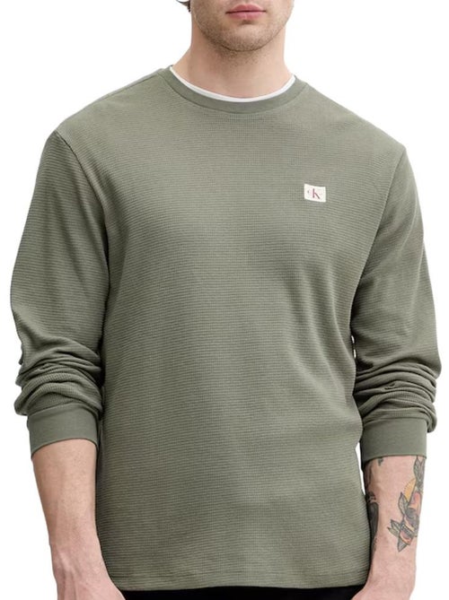 Sweat calvin klein jeans verde para homem com emblemas em waffle - Kiabi Sweat calvin klein jeans verde para homem com emblemas em waffle - Kiabi