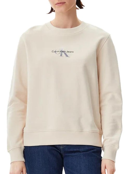Sweat Calvin Klein Monograma Gradiente Cru para Mulher - Kiabi Sweat Calvin Klein Monograma Gradiente Cru para Mulher - Kiabi