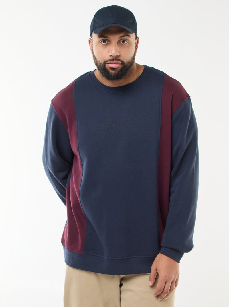 Sweat colorblock em moletom Azul - Kiabi