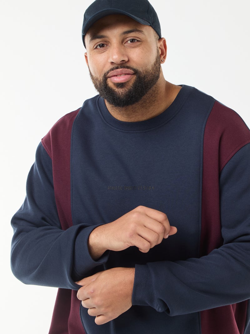 Sweat colorblock em moletom Azul - Kiabi