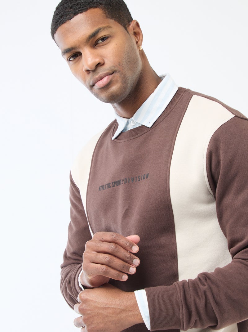 Sweat colorblock estilo sportswear Castanho - Kiabi
