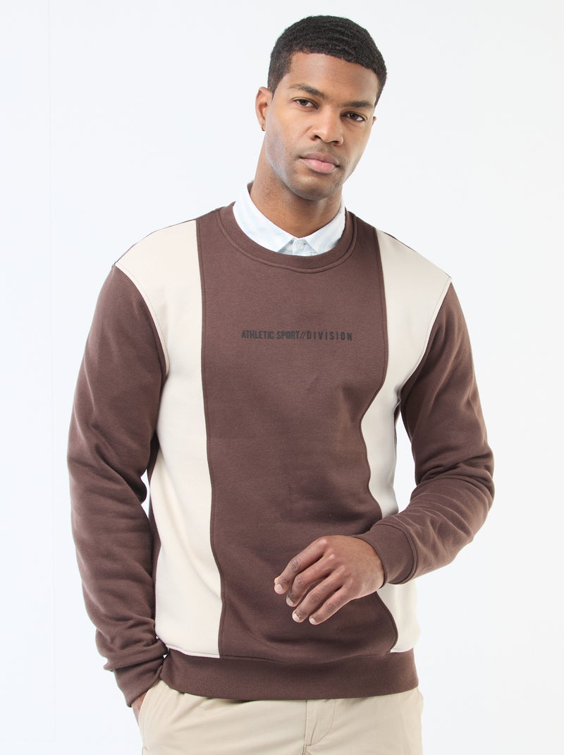 Sweat colorblock estilo sportswear Castanho - Kiabi