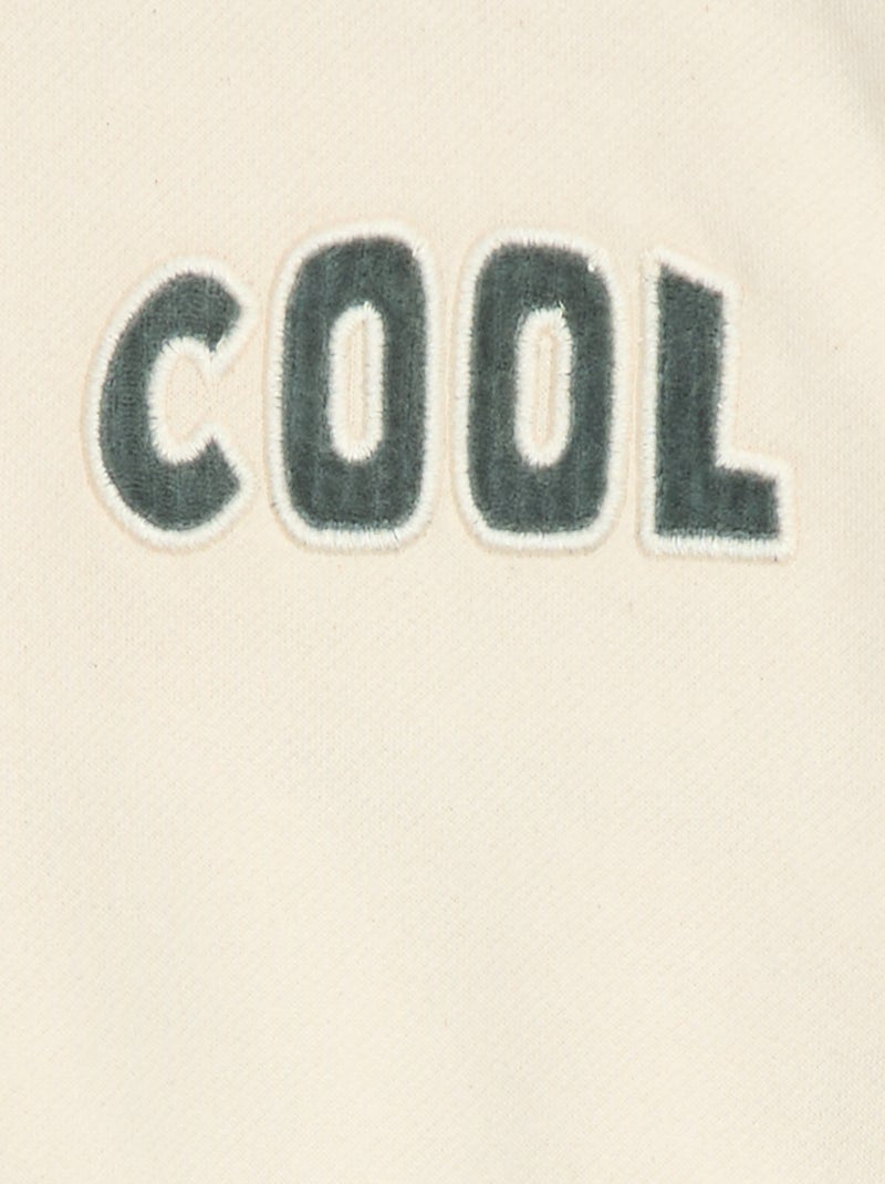 Sweat com bordado 'cool' em moletom felpudo Bege - Kiabi