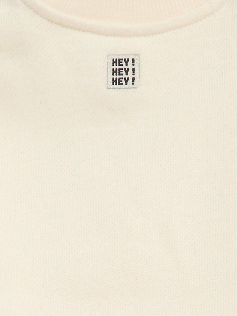 Sweat com bordado 'cool' em moletom felpudo Bege - Kiabi