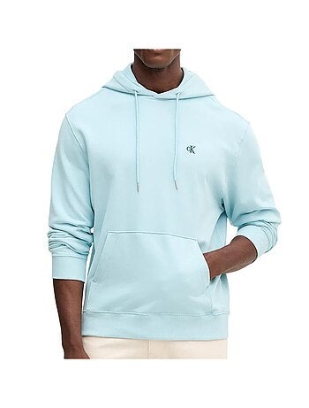 Sweat com capuz marrom para homem calvin klein jeans 350 terry monogram
