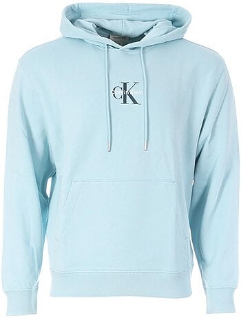 Sweat com capuz azul para homem calvin klein jeans terry micro