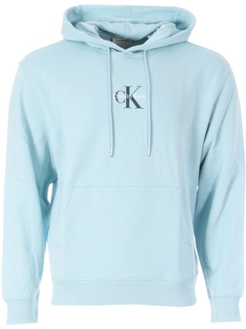 Sweat com capuz azul para homem calvin klein jeans terry micro - Kiabi