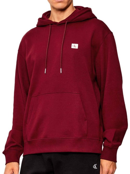 Sweat com capuz bordeaux para homem calvin klein jeans micro badge - Kiabi Sweat com capuz bordeaux para homem calvin klein jeans micro badge - Kiabi