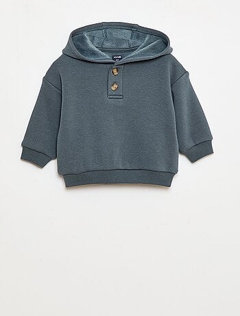 Sweat com capuz, botões e forro quente