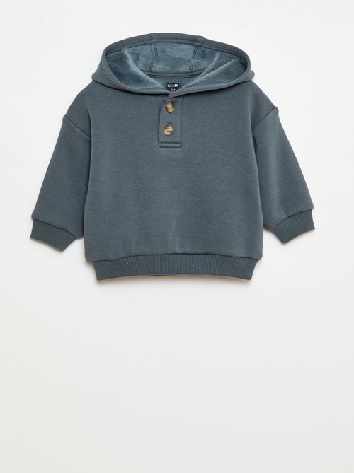 Sweat com capuz, botões e forro quente - Kiabi