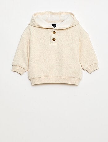 Sweat com capuz, botões e forro quente