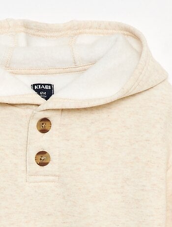 Sweat com capuz, botões e forro quente