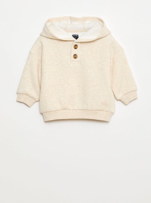 Sweat com capuz, botões e forro quente - Kiabi