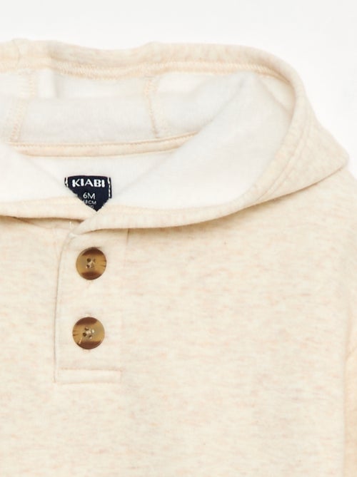 Sweat com capuz, botões e forro quente - Kiabi