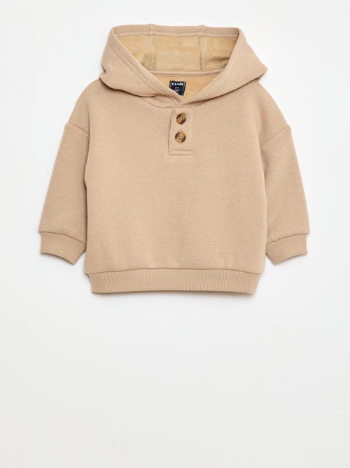 Sweat com capuz, botões e forro quente - Kiabi
