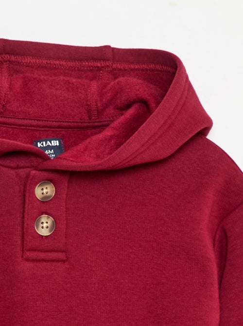 Sweat com capuz, botões e forro quente - Kiabi