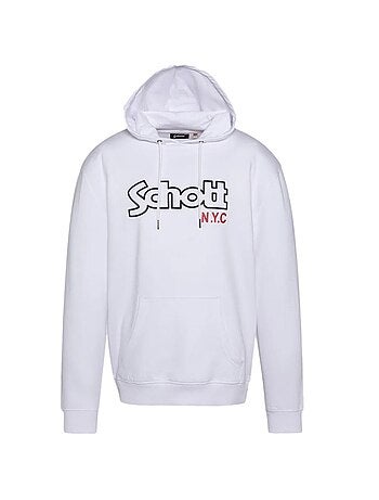 Sweat com capuz branco para homem schott sidney