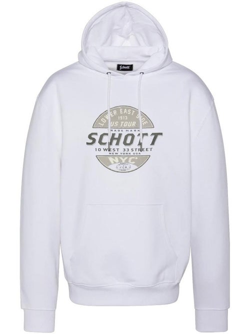 Sweat com capuz branco para homem schott swhustour - Kiabi