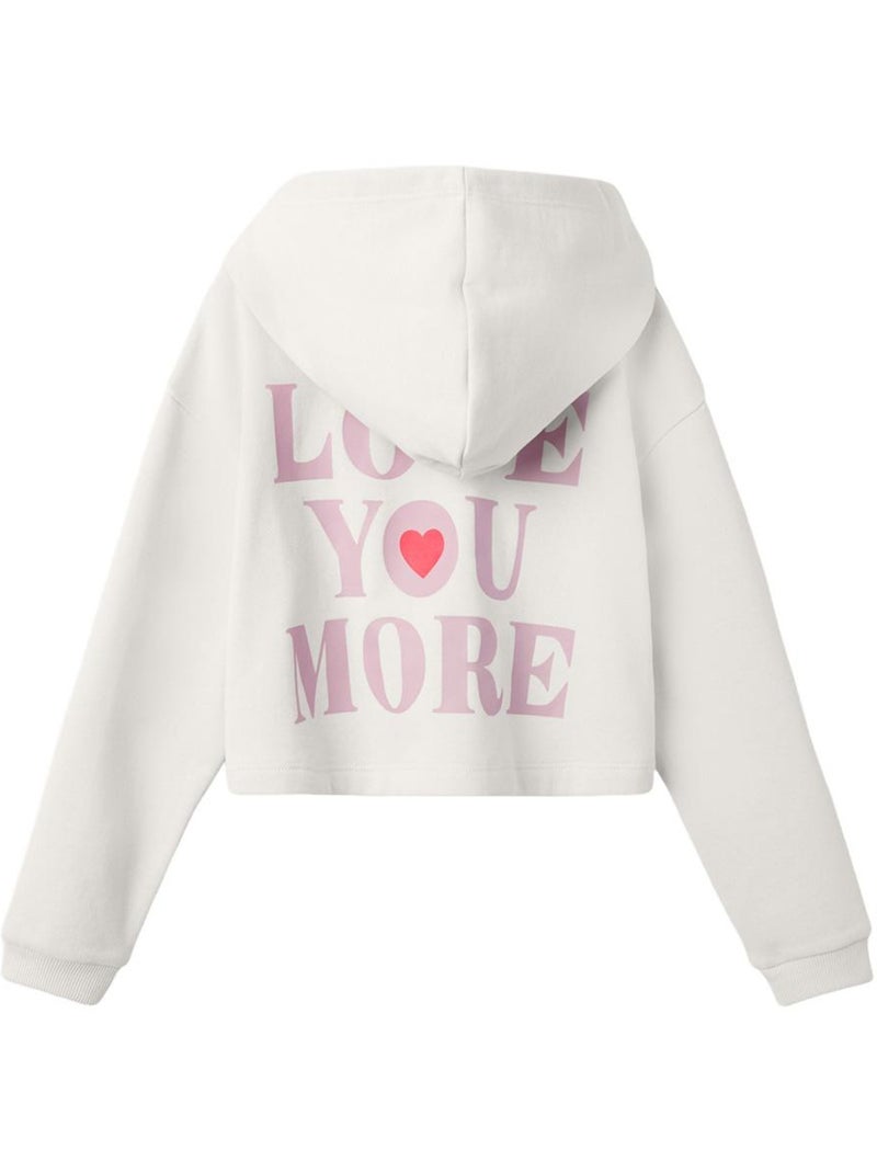 Sweat com Capuz Branco para Menina Name It Terren Branco - Kiabi