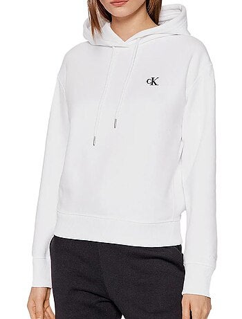 Sweat com Capuz Branco para Mulher Calvin Klein Jeans Bordado