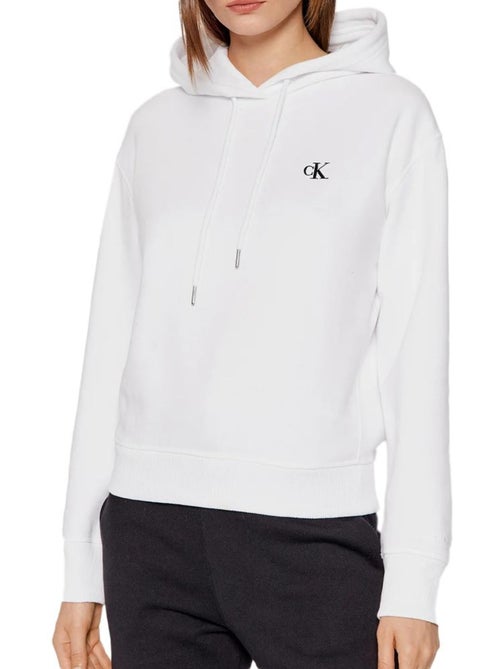 Sweat com Capuz Branco para Mulher Calvin Klein Jeans Bordado - Kiabi Sweat com Capuz Branco para Mulher Calvin Klein Jeans Bordado - Kiabi