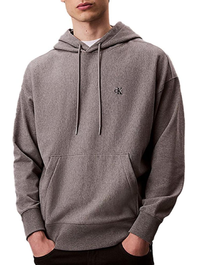 Sweat com Capuz Cinzento para Homem Calvin Klein Jeans Premium Terry Cinza-prateado - Kiabi
