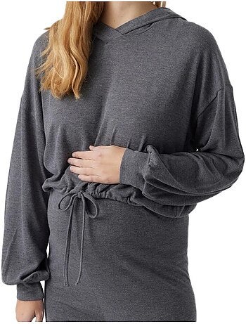 Sweat com Capuz Cinzento para Mulher Mamalicious Cassie