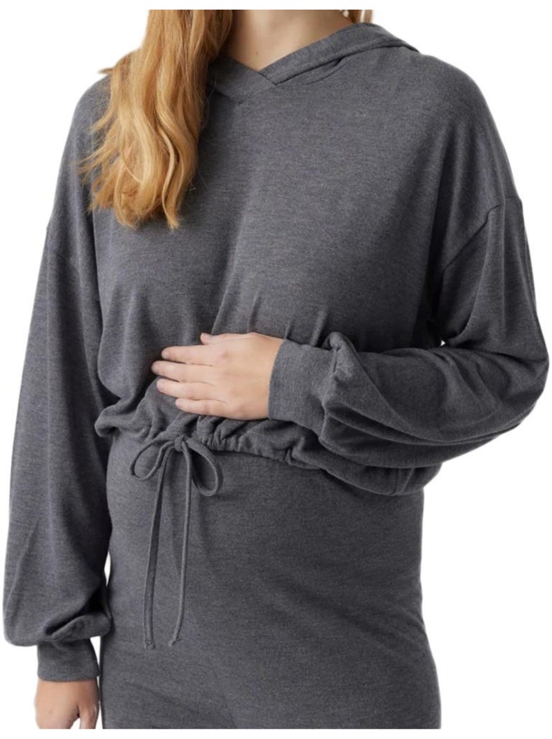 Sweat com Capuz Cinzento para Mulher Mamalicious Cassie Azul-marinho - Kiabi