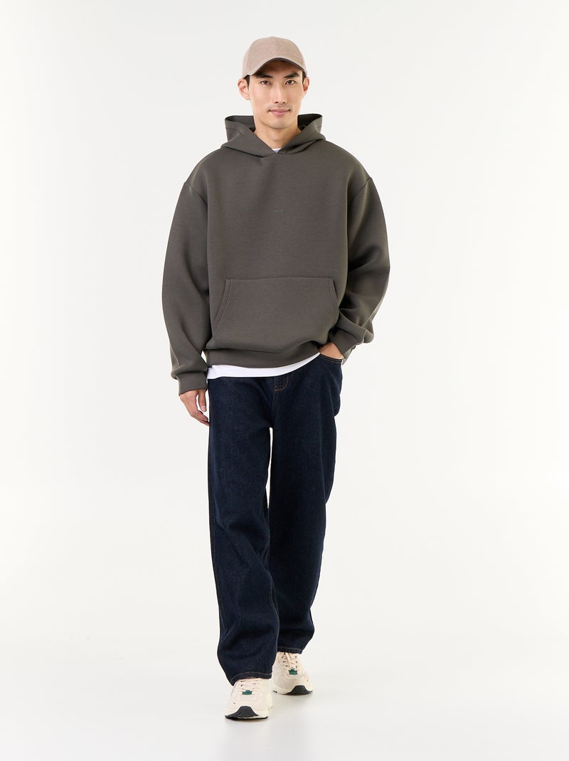 Sweat com capuz com bolso canguru Caqui - Kiabi