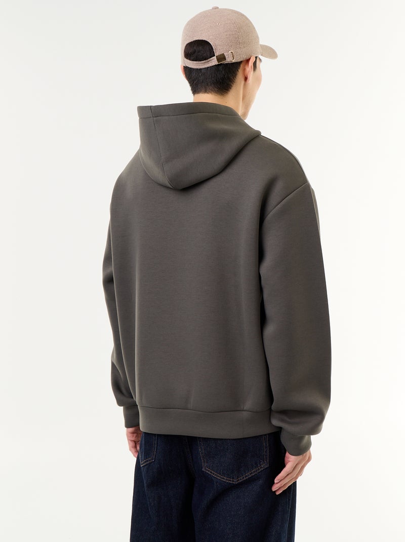 Sweat com capuz com bolso canguru Caqui - Kiabi