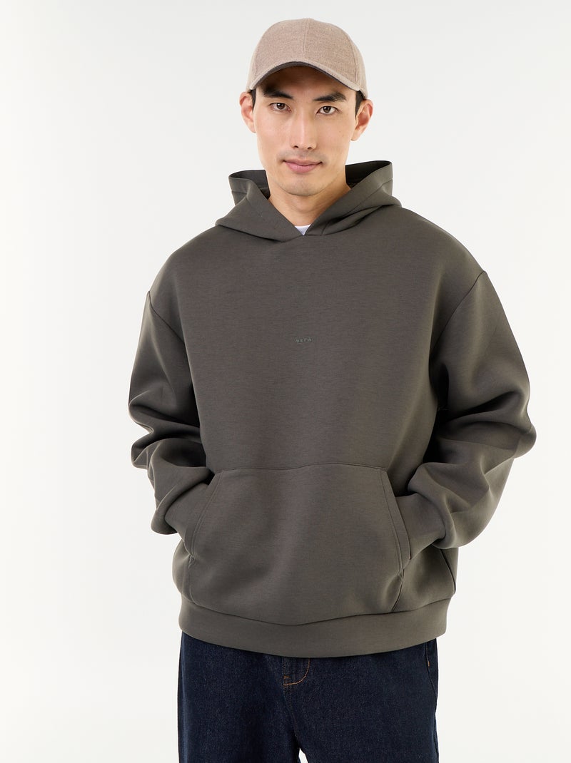 Sweat com capuz com bolso canguru Caqui - Kiabi