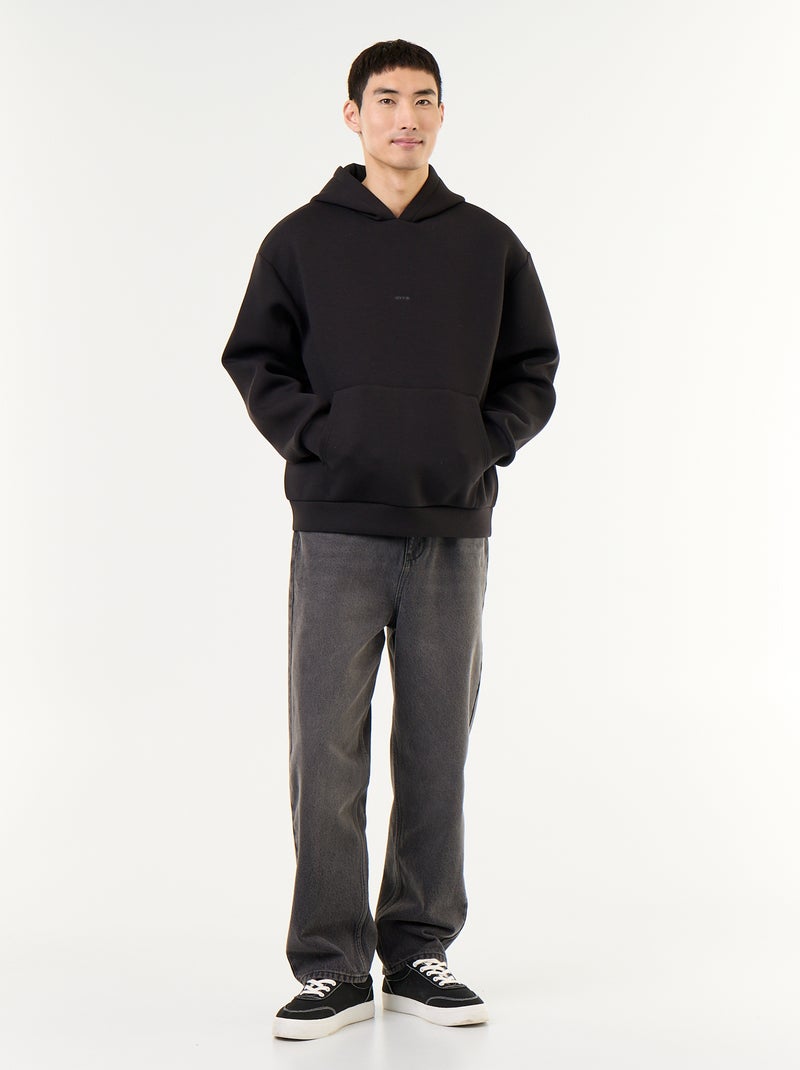 Sweat com capuz com bolso canguru Preto - Kiabi