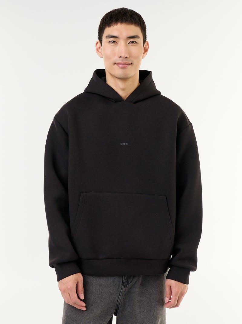 Sweat com capuz com bolso canguru Preto - Kiabi