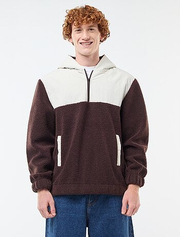 Sweat com capuz com fecho bicolore