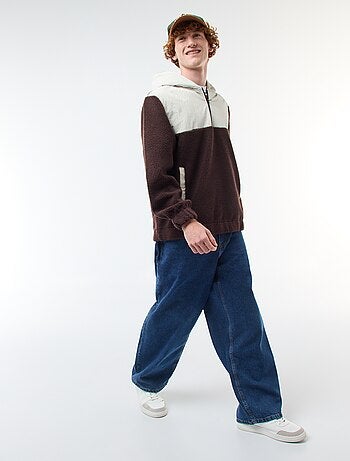 Sweat com capuz com fecho bicolore