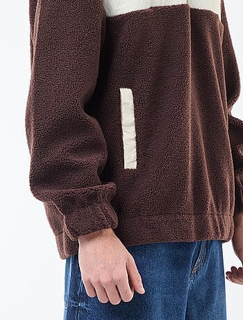 Sweat com capuz com fecho bicolore