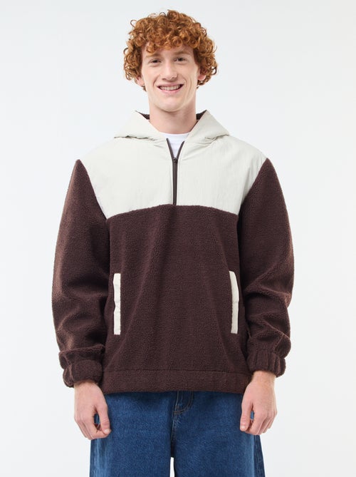 Sweat com capuz com fecho bicolore - Kiabi