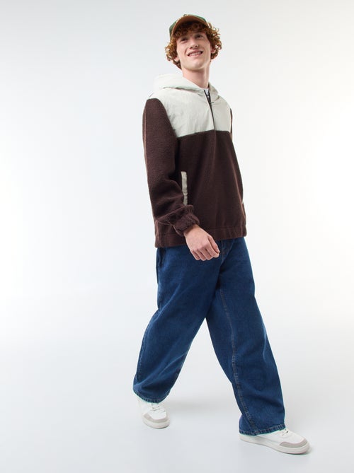 Sweat com capuz com fecho bicolore - Kiabi