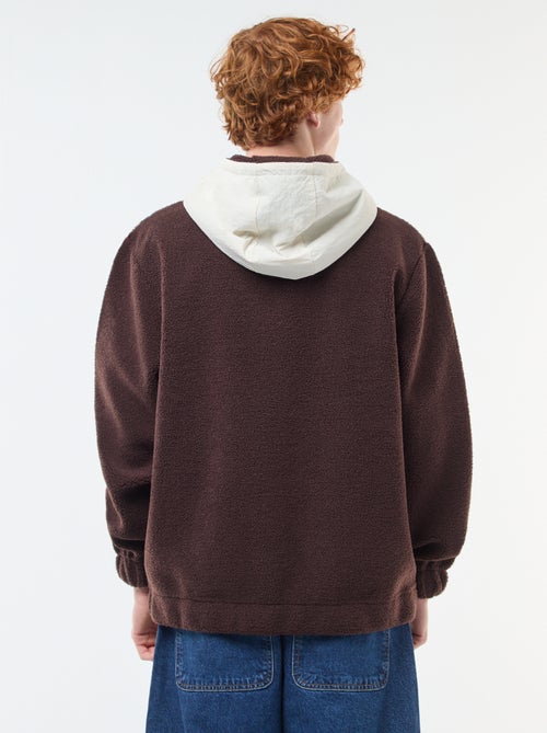 Sweat com capuz com fecho bicolore - Kiabi