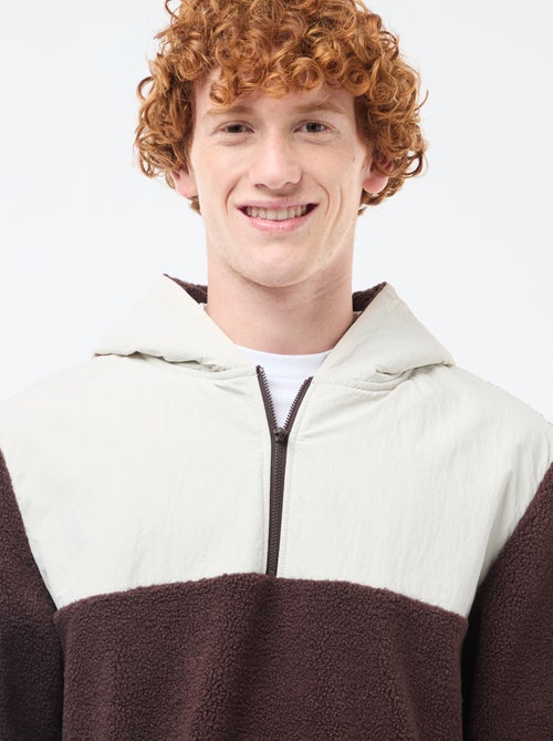 Sweat com capuz com fecho bicolore - Kiabi