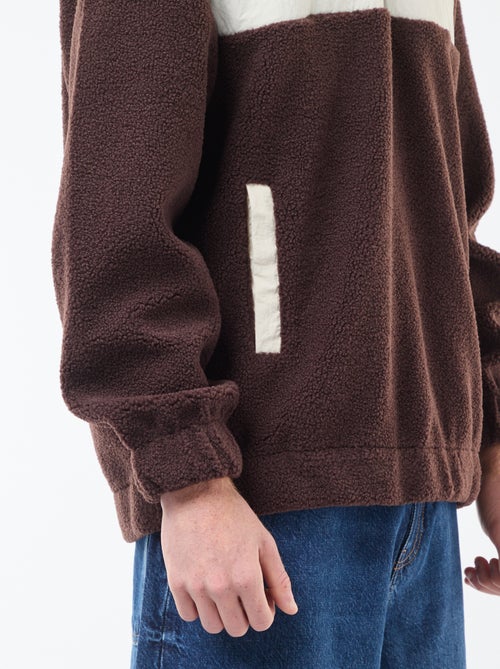 Sweat com capuz com fecho bicolore - Kiabi