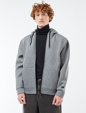 Sweat com capuz com fecho e forro efeito shearling