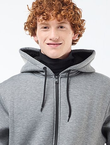 Sweat com capuz com fecho e forro efeito shearling