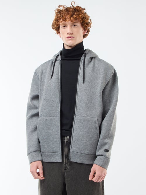 Sweat com capuz com fecho e forro efeito ovelha - Kiabi