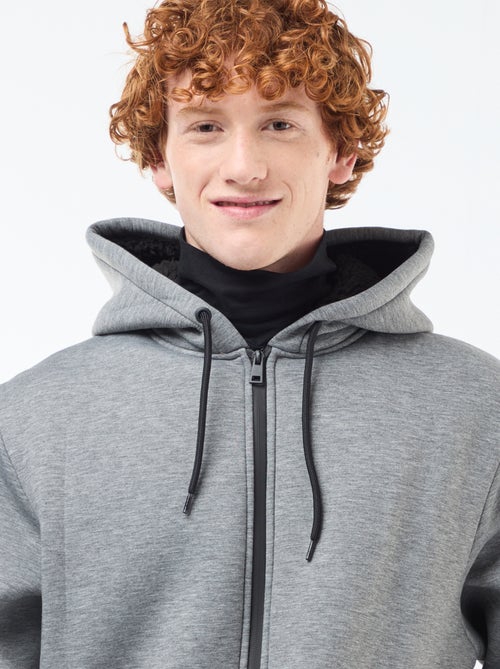 Sweat com capuz com fecho e forro efeito ovelha - Kiabi