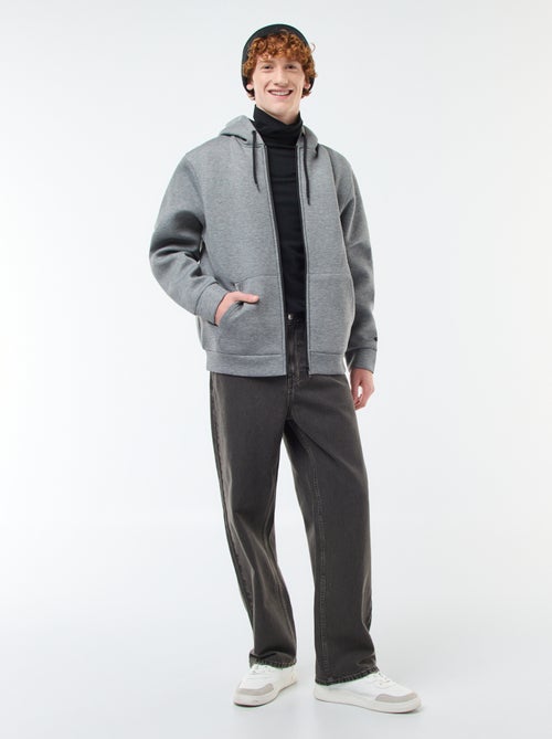 Sweat com capuz com fecho e forro efeito ovelha - Kiabi