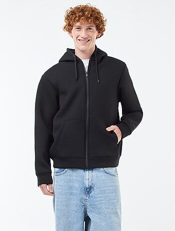 Sweat com capuz e fecho de correr forrado com efeito de lã de ovelha