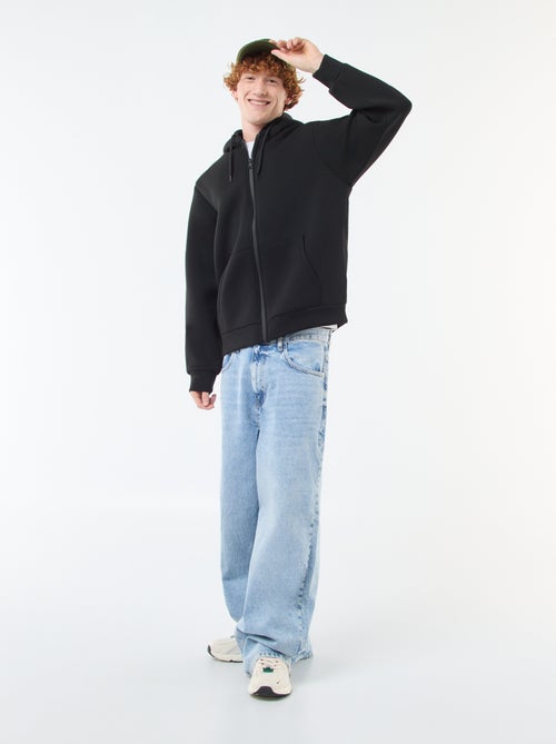 Sweat com capuz com fecho e forro efeito shearling - Kiabi