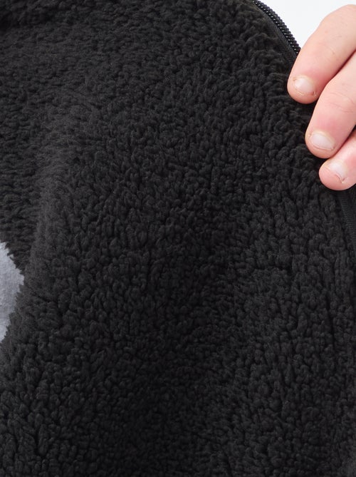 Sweat com capuz com fecho e forro efeito shearling - Kiabi